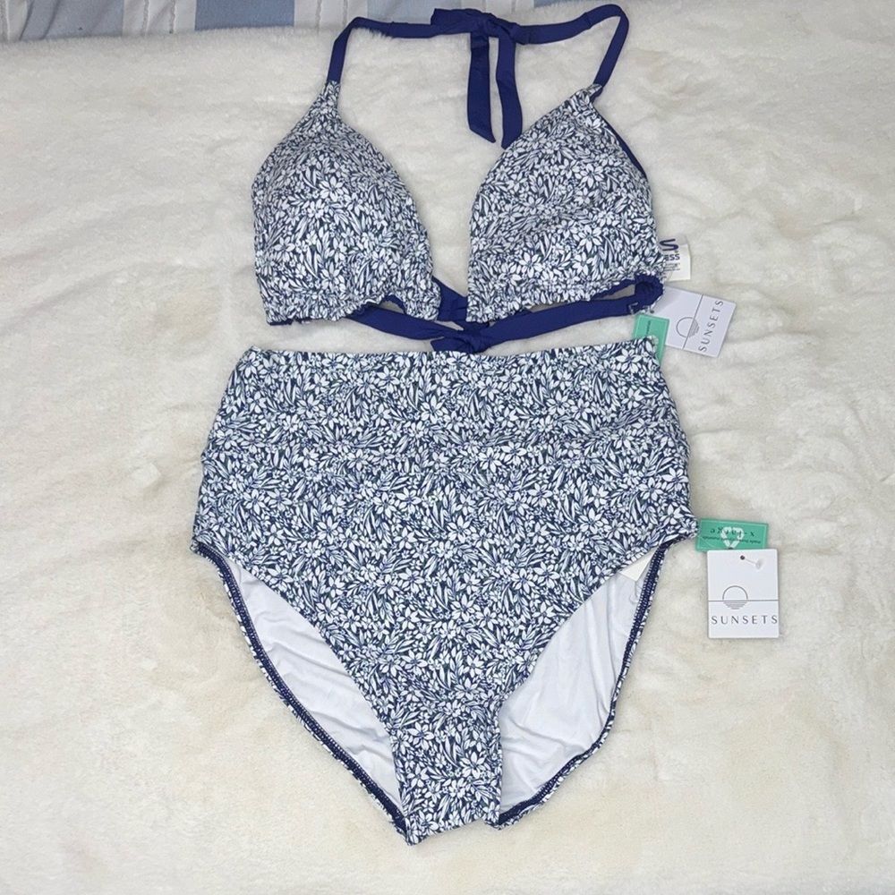 Sunsets Forget Me Not Reversible Starlette Triangle Top Hannah High Wais…